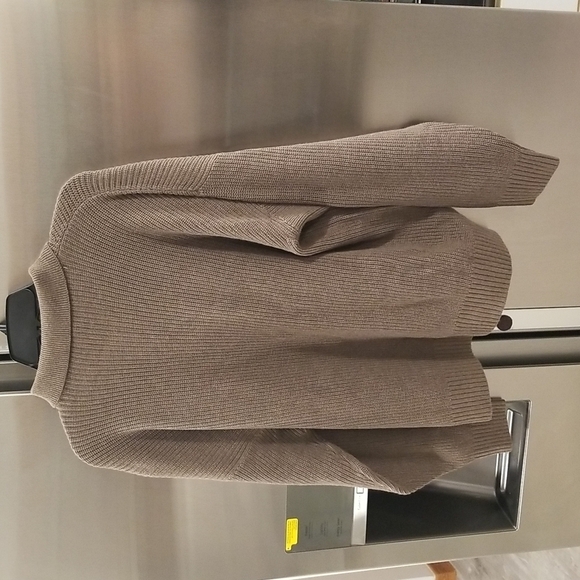 💕LUNYA💕 Cozy Cotton Silk Polo Pullover Sweater ~ Botanical Brown Heather M NWT - Picture 9 of 16